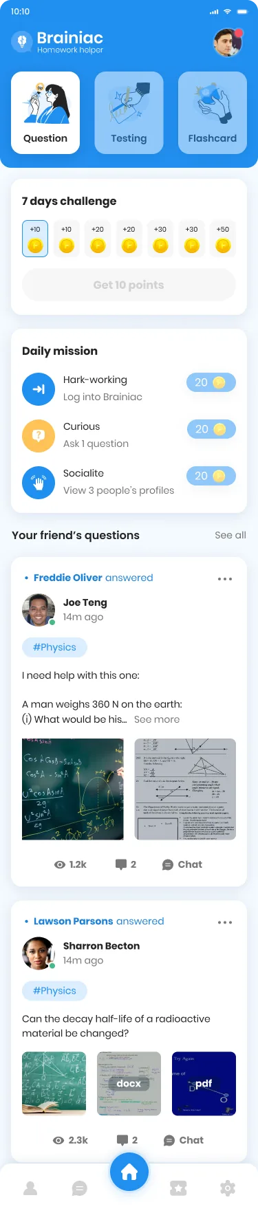 Brainiac — homework-helper EdTech app — 2